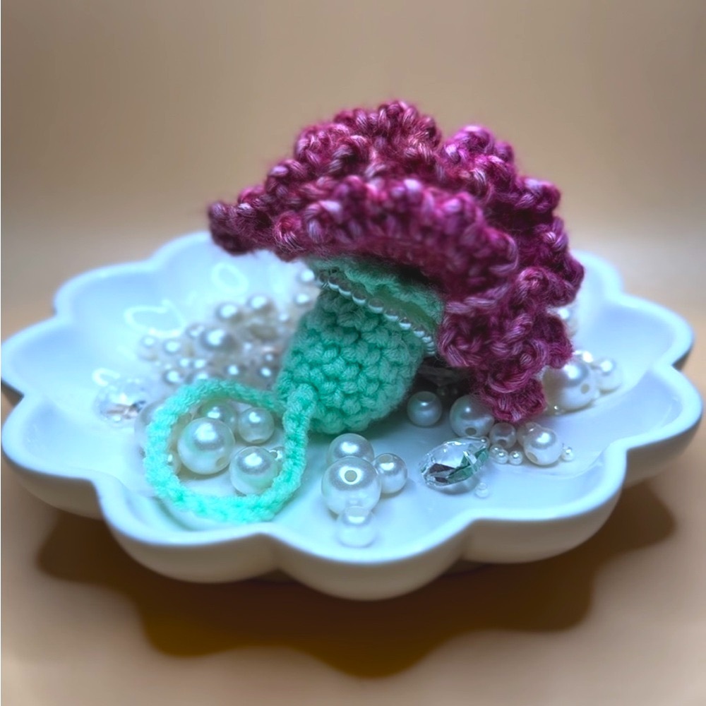 Crochet Carnation Keychain - Deep Red Gradient